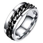 Holibanna Stainless Steel Finger Ring Stainless Steel Ring Steel Fidget Band Rings Cool Spinner Rings Finger Jewelry (Black)