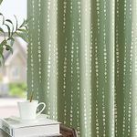 JINCHAN 100% Blackout Boho Curtains Moon Phases Printed Bedroom Curtains 84 Inches Long Sage Green Drapes Rod Pocket Back Tab Thermal Insulated Curtains for Nursery Window Drapes Curtain Set 2 Panels