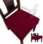 Genina Waterproof Seat Covers for Dining Room Chair Covers Waterproof Dining Chair Covers (6 PCS-Rear-Covered, Wine Red)