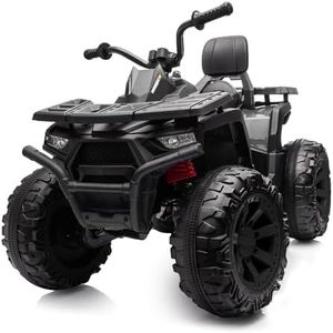 Hikiddo Kids ATV 4 Wheeler, 24V 4WD Electric ATV Ride On Toy for Big Kid w/ 2-Seater, 4x200W Motor, 5.6Mph Max Speed - Black