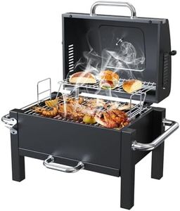 BBQCuker Portable Charcoal Grill, Tabletop Charcoal Grill, Small BBQ Grill with 2-layer Grates and Thermometer(100-800°F), Outdoor Charcoal Smoker for Camping, Picnic, Hiking, Beach and Travel