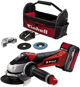 Einhell Cordless Angle Grinder with Battery, Charger and Storage Bag 18V Power X-Change, 115mm (4 Inch) Disc Battery Grinder for Cutting, Grinding and Polishing - TE-AG 18/115 Li Power Tool Set
