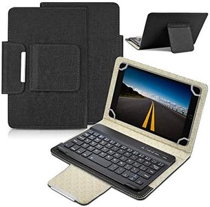 DETUOSI Universal 7.0 inch Android Tablet Case with Keyboard, Removable Wireless Bluetooth Keyboard + PU Leather Folio Book Cover + Stand, Travel Portable Sleeve for iOS/Android/Windows System Tablet