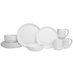 Everyday White by Fitz and Floyd Nevaeh Coupe 16 Piece Dinnerware Set, Service for 4