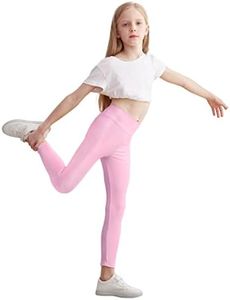 Gnainach Girls Activewear Leggings Size 3t 4t Shiny Pink Smooth Slim Elastic High Waisted Kids Yoga Pants for Toddler Dance