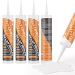WELLUCK Self Leveling Lap Sealant White RV Roof Repair Caulking Rubber Epdm Sealant for Camper Motorhomes Trailers, Secure Odorless Waterproof&UV All Weather Adhesive 4 Packs 10.3oz