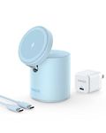 Anker 623 Maggo 2-In-1 Wireless Charging Station With 20W Usb-C Charger For Cellular Phones (Misty Blue)