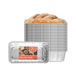 PARTY BARGAINS 1.3 Kg. (3LB) Aluminum Loaf Pan - 20 Pack, Heavy Duty Disposable Bread Pans for Perfect for Baking, Lasagna, Meatloaf & Food Serving (Max 240°C)