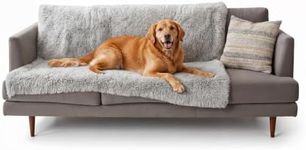 Furhaven Waterproof Throw Blanket for Dogs & Indoor Cats, Reversible Protective Pet Blanket, Extra Large, Long Faux Fur & Velvet, Mist Gray