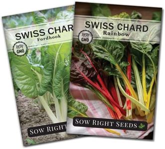 Sow Right Seeds - Swiss Chard Collection for Planting - Individual Packets of Rainbow Swiss Chard & Fordhook Swiss Chard - Non-GMO Heirloom Packets with Instructions - Perfect for a Vegetable Garden