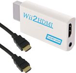 GoldOars Wii to HDMI Adapter with 1.5m HDMI Cable, Wii to HDMI Converter, Wii Adapter to HDMI Supports All Wii Display Modes(White)