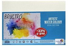 BRUSTRO Artists Watercolour Paper | 300 GSM, A5, 25% Cotton, Cold Pressed | Pack of 24 Sheets | Ideal for Artist, Professional Drawing, Painting Dry & Wet, Fine Art, School, Students, Watercolor