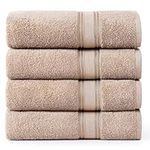 Bath Sheets - 100% Cotton Extra Large Bath Towels, 4 Piece Bath Sheet Set, Zero Twist, Quick Dry, Super Soft Shower Towels, Highly Absorbent Bathroom Towels, Hotel Spa Quality, 35 x 66 inch - Taupe