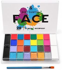 28 Colors Face Body Paint Kit, Oil Based, Waterproof Non-Toxic Face Paint Palette with Brush for Halloween Cosplay, Parties & Stage Makeup