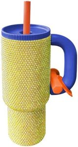 HWISDMIG 40oz Tumbler with Handle-Glitter Rhinestones Tumbler Bling Cups Stainless Steel Water Bottle Diamond Studded Tumbler for Women-Birthday Gifts for Women, Mom, Girlfriend (Golden Glow)