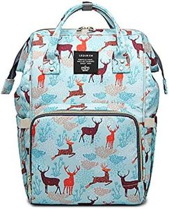 LEQUEEN Baby Diaper Bag Multi-Function Baby Diaper Backpack Nappy Bags,Waterproof Trave Backpack for Mom Dad Large Capacity Baby Bags(Deer,Blue)