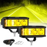 Auxbeam Side Shooter LED Light Bar, 5Inch 68W Amber LED Pods Yellow Fog Lights, LED Driving Lights Offroad Lights Spot Flood Combo for Truck ATV Jeep Car Motorcycle
