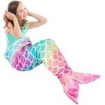 WERNNSAI Mermaid Tail Blanket - Plush Mermaid Wearable Blanket for Girls Kids Teens Rainbow 140cm x 60cm All Seasons Soft Flannel Fleece Snuggle Blanket Mermaid Scale Sleeping Bag