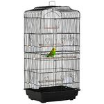 PawHut 36" Bird Cage for Finches, Canaries Budgies, Parrot Cage with Accessories, Handle, Black