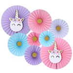 Party Propz Unicorn Theme Birthday Decorations Kit - 8 Pcs Paper Fan Decoration Set | Unicorn Birthday Decorations For Girls | Unicorn Decoration For Birthday Girls | Unicorn Cutouts For Decoration