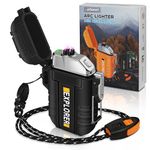 Lafagiet Waterproof Arc Lighter, Outdoor Dual Plasma Arc Lighter, USB Rechargeable Flameless Electric Lighters for Camping, Hiking, Survival Tactical (F13-Black)