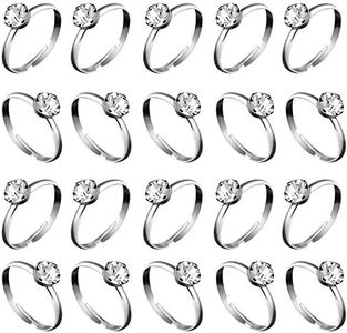 Whaline 36 Packs Silver Diamond Engagement Rings Bridal Shower Rings for Wedding Table Decorations, Party Supply, Favor Accents, Cupcake Toppers