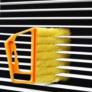 Blue Handheld Mini Blinds Cleaner Shutters, Curtain Brush Dust Remover Orange with 7 Removable Microfiber Sleeves, Air Conditioning Home Gadgets, Car Vents, Fan Shutters with 7 Blades (Orange)