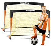 Happy Jump Football Goal Pop Up Football Net Post for Garden Training Festive Gift -3'x2.2'(Black+Orange) -2 Pack