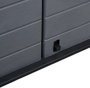 Duramax Cedargrain 1200L Plastic Garden Storage Shed – Grey, Flat Lid, Fits 2x 240L Bins, 145x85x125cm