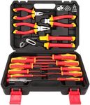 Insulated Screwdriver & Pliers Set: 14-Piece VDE Insulated Set 1000V Insulated Electrician Tool Set with Magnetic Phillips, Slotted Screwdrivers and Insulated Pliers