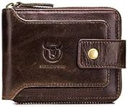 BULLCAPTAIN Mens Genuine Leather Zi