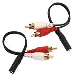 VCE RCA to 3.5mm Splitter Y Cable,3.5mm Female to 2RCA Male Stereo Audio Adapter 2-Pack for Headphone Speaker Amplifier (8 inch)