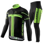 INBIKE Men's Long Sleeve Cycling Suit Moutain Bike Jersey Padded Medium Green and Black