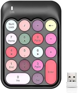 Wireless Numeric Keypad 18 Keys with 2.4G Mini Portable Silent Number Pad USB Receiver Financial Accounting Keyboard Extensions for Laptop Desktop PC Proï¼ˆBlack Mixï¼‰