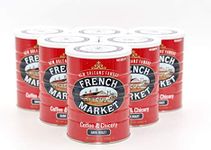 French Market Coffee, Coffee & Chicory, Dark Roast Ground Coffee, 12 Ounce Metal Can (Pack of 6)