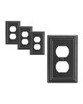 DEWENWILS Metal Duplex Wallplates, Black Finish Outlet Covers for Electrical Outlets, 4-Pack