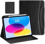 MoKo for iPad 10th Generation Case iPad 10.9 Inch Case 2022 with Pencil Holder, Multi-Angle Viewing iPad Case 10th Generation with Soft TPU Back Hand Strap for iPad 10th Gen 2022, Black