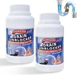HOMAITER Drain Unblocker, 2PCS Powerful Cleaner Formula, Removes Hair, Grease & Soap Scum, Safe for Pipes and Septic Systems