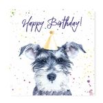 Schnauzer Birthday Card - Party Hat