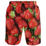 visesunny Fresh Strawberry 3D Print Graphic Mens Swim Trunks Summer Casual Athletic Swimming Short S-XXL