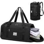 Laripwit Travel Duffle Bag for Men - 40L Sports Gym Bag with Shoe Compartment and Wet Pocket - Versatile for Weekender Overnight Bag for Women Medium Traveling Backpack, Black