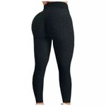 Shopipistic Honeycomb Bubble Textured Gym Leggings For Women High Waist, Tummy Control Gym Wear For Women, Butt Lifting Leggings, Scrunch Butt Leggings - Black Pants 3Xl Fit Type : Slim Fit