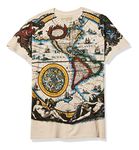 Liquid Blue Unisex Adult Old World Map T-Shirt T Shirt, Natural, Medium US