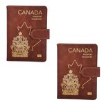 RedDeer Canada Passport Holder Wallet Premium PU Leather Travel Passport Wallet RFID Blocking Passport Cover Case Travel Documents Organizer with Pen Holder, for Women and Men (Dark Brown Combo)