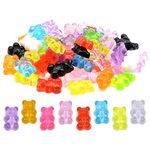 Resin Bear Charm, 60 PCS Multicolor Resin Bear Flatback Pendant Charm for DIY Jewelry, Scrabooking, Craft, Phone Case Decor