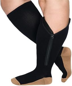 TheraMagic™ Zipper Compression Socks for Men & Women, 20-30mmHg Closed Toe Graduated Zippered Compression Stocking, Black/Copper, 4X-Large