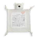 DEMDACO Sweet Grey Pink Bear 14 x 14 Plush Nursery Bed Sweatshirt Blankie