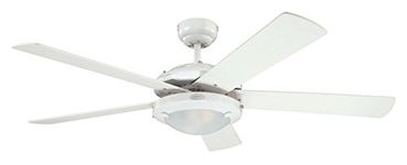 Westinghouse Ceiling Fans 78017 Comet One-Light 132 cm Five-Blade Indoor Ceiling Fan, White Finish with Frosted Glass