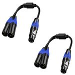 Seefeful (11.8 Inches / 2 Pack) XLR Splitter Cable, 1 XLR Female to 2 XLR Male Patch Y Cable, Balanced Microphone Splitter Cord Audio Adaptor