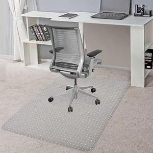BesWin Office Chair Mat for Carpet, 76.2 x 122cm Transparent Plastic Carpet Protector for Low Pile Carpets, 2.2mm Thick Non-Slip Desk Chair Mat for Carpeted Floors, Easy Glide and Flat Without Curling